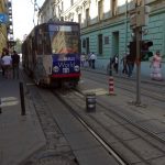 Straßenbahn. gescheite Sicherung